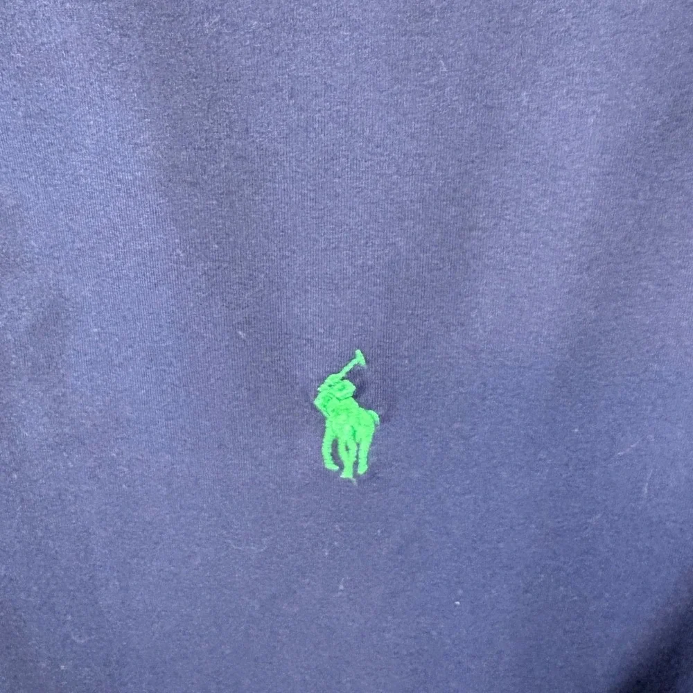 Polo Golf Ralph Lauren Mens Navy Blue Lime Green 1/4 Zip Wicking Pullover Medium